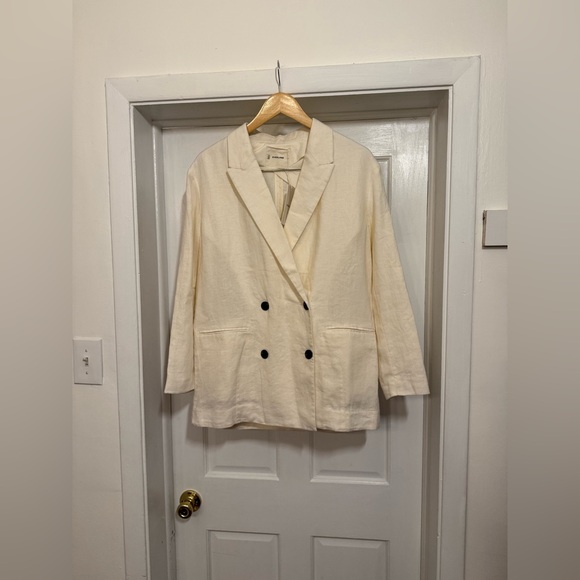 NWT Everlane linen double breasted blazer in cream size 4 - Picture 7 of 8